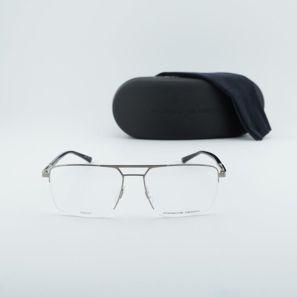 Porsche Design P8398 B Rectangle Eyeglasses 58mm - Palladium Silver/Black - Picture 2 of 11